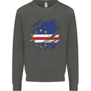 Torn Cape Verde Flag Verdean Day Football Kids Sweatshirt Jumper Storm Grey