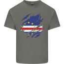Torn Cape Verde Flag Verdean Day Football Kids T-Shirt Childrens Charcoal