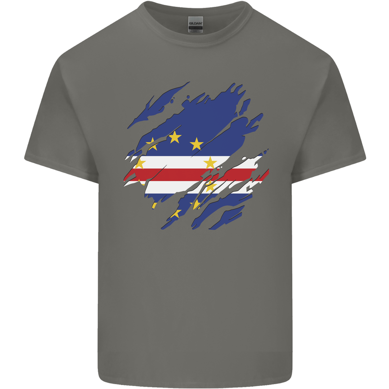 Torn Cape Verde Flag Verdean Day Football Kids T-Shirt Childrens Charcoal