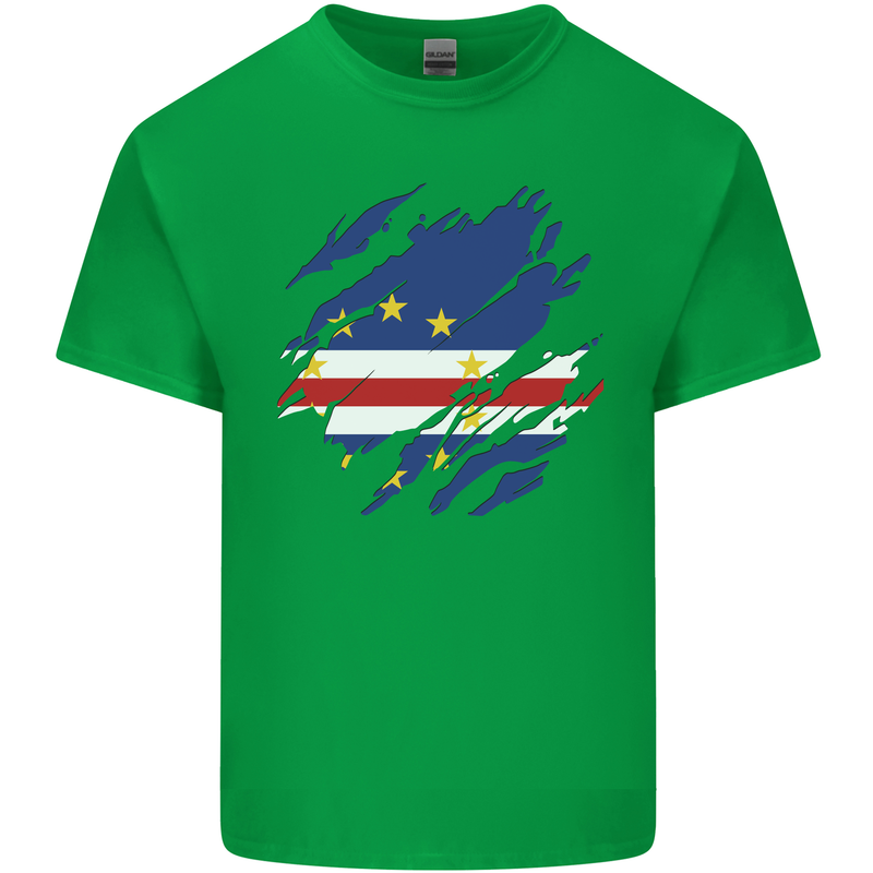 Torn Cape Verde Flag Verdean Day Football Kids T-Shirt Childrens Irish Green
