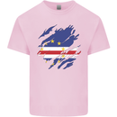 Torn Cape Verde Flag Verdean Day Football Kids T-Shirt Childrens Light Pink