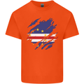 Torn Cape Verde Flag Verdean Day Football Kids T-Shirt Childrens Orange