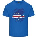 Torn Cape Verde Flag Verdean Day Football Kids T-Shirt Childrens Royal Blue