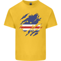 Torn Cape Verde Flag Verdean Day Football Kids T-Shirt Childrens Yellow