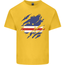 Torn Cape Verde Flag Verdean Day Football Kids T-Shirt Childrens Yellow