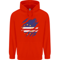 Torn Cape Verde Flag Verdean Day Football Mens 80% Cotton Hoodie Bright Red