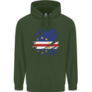 Torn Cape Verde Flag Verdean Day Football Mens 80% Cotton Hoodie Forest Green