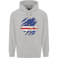 Torn Cape Verde Flag Verdean Day Football Mens 80% Cotton Hoodie Sports Grey