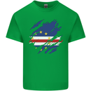 Torn Cape Verde Flag Verdean Day Football Mens Cotton T-Shirt Tee Top Irish Green