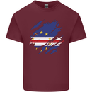 Torn Cape Verde Flag Verdean Day Football Mens Cotton T-Shirt Tee Top Maroon