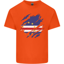 Torn Cape Verde Flag Verdean Day Football Mens Cotton T-Shirt Tee Top Orange