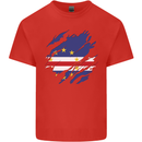 Torn Cape Verde Flag Verdean Day Football Mens Cotton T-Shirt Tee Top Red