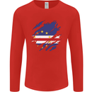 Torn Cape Verde Flag Verdean Day Football Mens Long Sleeve T-Shirt Red