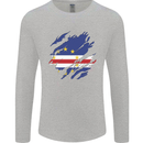 Torn Cape Verde Flag Verdean Day Football Mens Long Sleeve T-Shirt Sports Grey