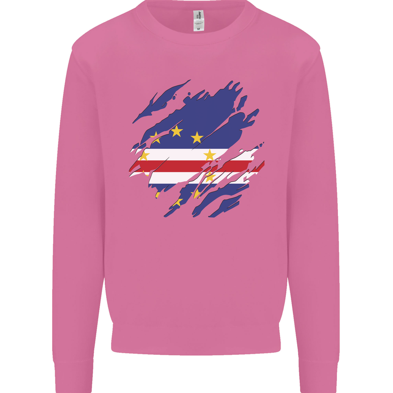 Torn Cape Verde Flag Verdean Day Football Mens Sweatshirt Jumper Azalea