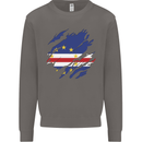 Torn Cape Verde Flag Verdean Day Football Mens Sweatshirt Jumper Charcoal