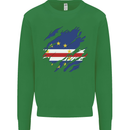Torn Cape Verde Flag Verdean Day Football Mens Sweatshirt Jumper Irish Green