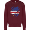 Torn Cape Verde Flag Verdean Day Football Mens Sweatshirt Jumper Maroon