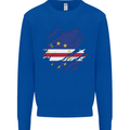 Torn Cape Verde Flag Verdean Day Football Mens Sweatshirt Jumper Royal Blue