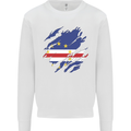 Torn Cape Verde Flag Verdean Day Football Mens Sweatshirt Jumper White