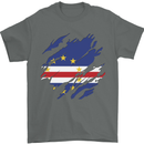 Torn Cape Verde Flag Verdean Day Football Mens T-Shirt 100% Cotton Charcoal