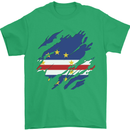 Torn Cape Verde Flag Verdean Day Football Mens T-Shirt 100% Cotton Irish Green
