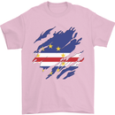 Torn Cape Verde Flag Verdean Day Football Mens T-Shirt 100% Cotton Light Pink