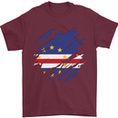 Torn Cape Verde Flag Verdean Day Football Mens T-Shirt 100% Cotton Maroon