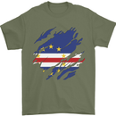 Torn Cape Verde Flag Verdean Day Football Mens T-Shirt 100% Cotton Military Green