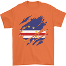 Torn Cape Verde Flag Verdean Day Football Mens T-Shirt 100% Cotton Orange
