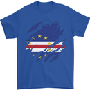 Torn Cape Verde Flag Verdean Day Football Mens T-Shirt 100% Cotton Royal Blue