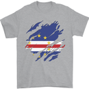 Torn Cape Verde Flag Verdean Day Football Mens T-Shirt 100% Cotton Sports Grey
