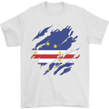 Torn Cape Verde Flag Verdean Day Football Mens T-Shirt 100% Cotton White