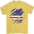 Torn Cape Verde Flag Verdean Day Football Mens T-Shirt 100% Cotton Yellow