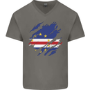 Torn Cape Verde Flag Verdean Day Football Mens V-Neck Cotton T-Shirt Charcoal