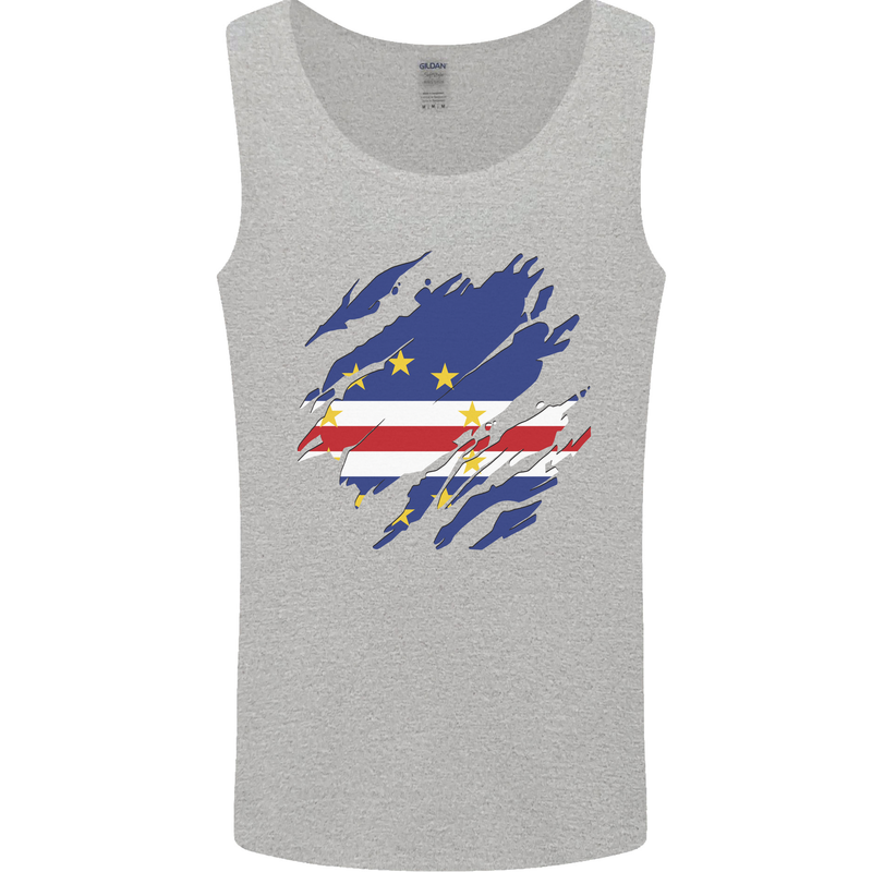 Torn Cape Verde Flag Verdean Day Football Mens Vest Tank Top Sports Grey