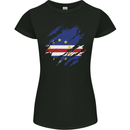 Torn Cape Verde Flag Verdean Day Football Womens Petite Cut T-Shirt Black