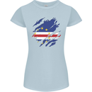 Torn Cape Verde Flag Verdean Day Football Womens Petite Cut T-Shirt Light Blue