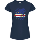 Torn Cape Verde Flag Verdean Day Football Womens Petite Cut T-Shirt Navy Blue