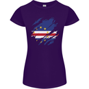 Torn Cape Verde Flag Verdean Day Football Womens Petite Cut T-Shirt Purple