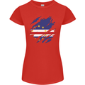 Torn Cape Verde Flag Verdean Day Football Womens Petite Cut T-Shirt Red