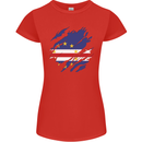 Torn Cape Verde Flag Verdean Day Football Womens Petite Cut T-Shirt Red