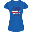 Torn Cape Verde Flag Verdean Day Football Womens Petite Cut T-Shirt Royal Blue