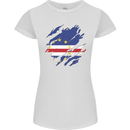 Torn Cape Verde Flag Verdean Day Football Womens Petite Cut T-Shirt White