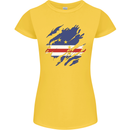 Torn Cape Verde Flag Verdean Day Football Womens Petite Cut T-Shirt Yellow