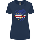 Torn Cape Verde Flag Verdean Day Football Womens Wider Cut T-Shirt Navy Blue