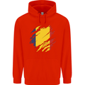 Torn Chad Flag Chadian Day Football Childrens Kids Hoodie Bright Red