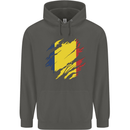 Torn Chad Flag Chadian Day Football Childrens Kids Hoodie Storm Grey