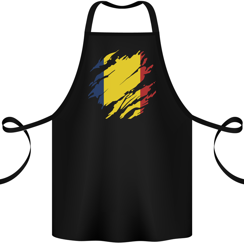 Torn Chad Flag Chadian Day Football Cotton Apron 100% Organic Black