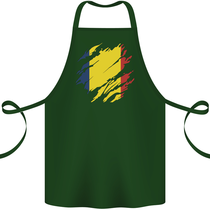 Torn Chad Flag Chadian Day Football Cotton Apron 100% Organic Forest Green